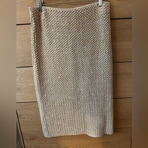 Vince Cotton-blend Chunky Knit Beige Skirt